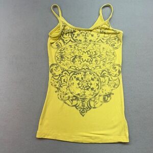 Green Apple Active Yellow Bamboo Cotton Mandala Graphic Cami Tank Top Small Y2K